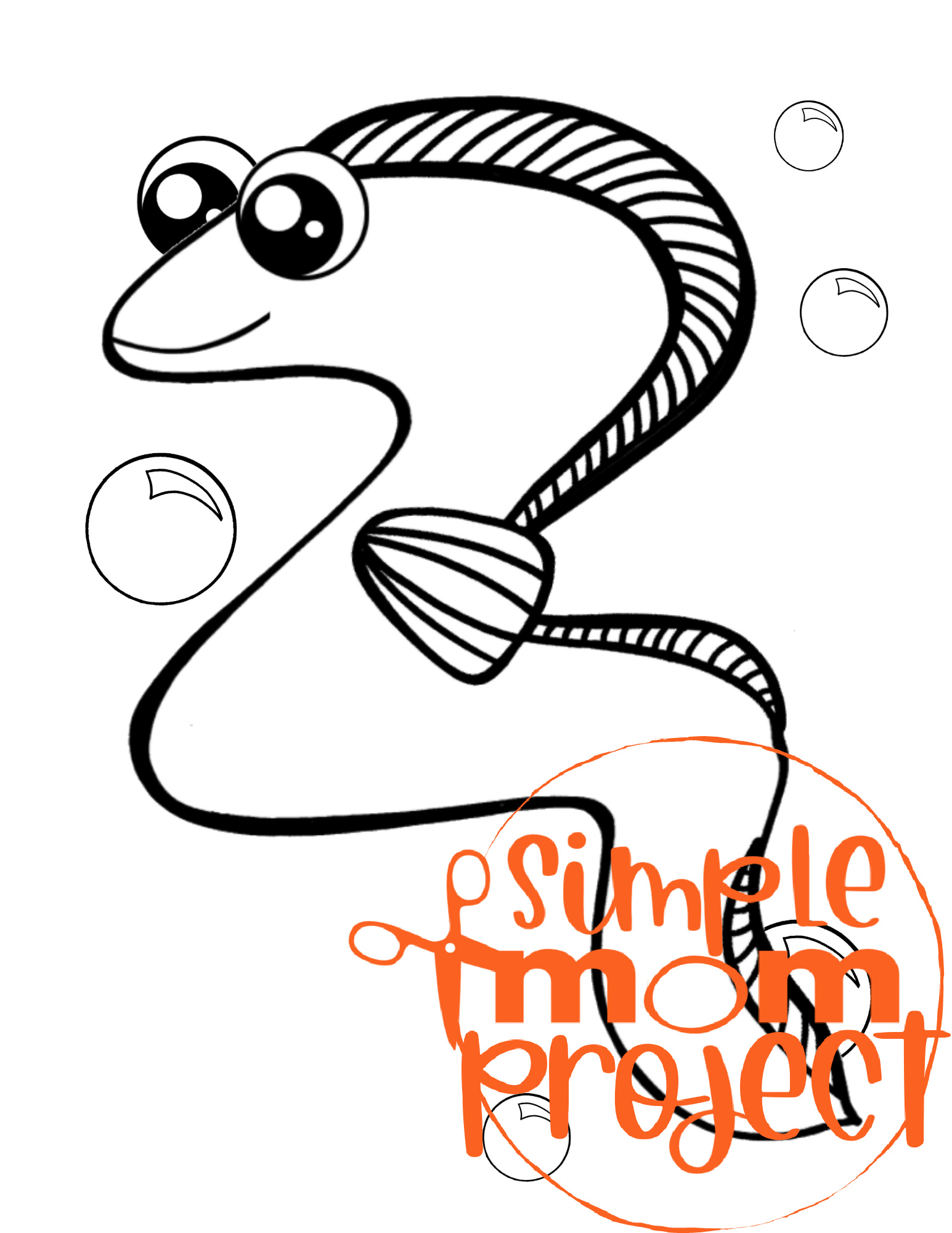 Printable Ocean Animal Template Coloring Book for kids, preschoolers and toddlers eel template