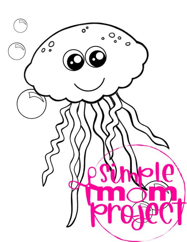 Printable Ocean Animal Template Coloring Book for kids, preschoolers and toddlers jellyfish template