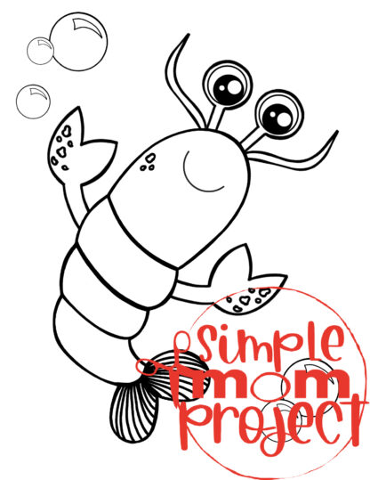 Printable Ocean Animal Template Coloring Book for kids, preschoolers and toddlers lobster template