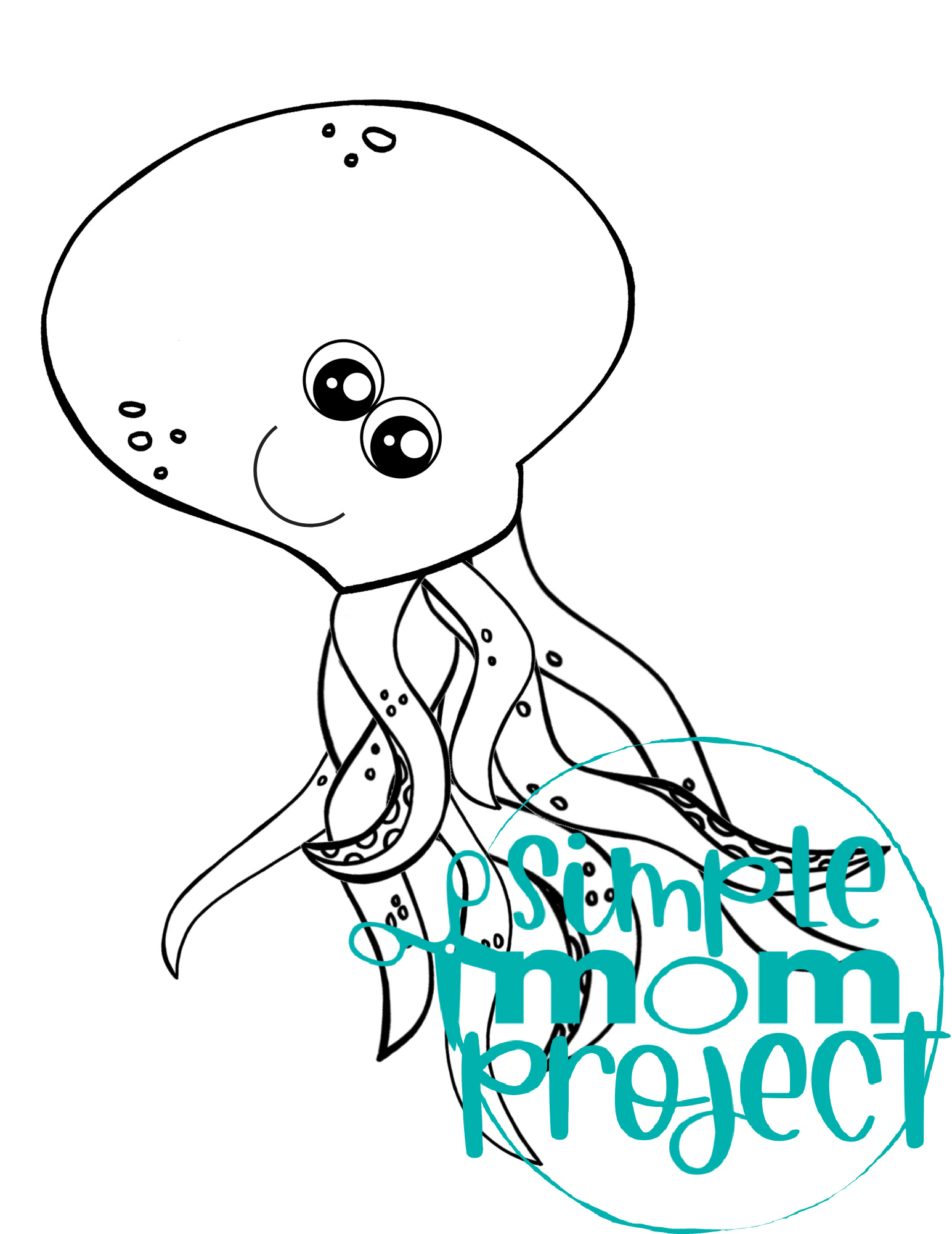 Printable Ocean Animal Template Coloring Book for kids, preschoolers and toddlers octopus template