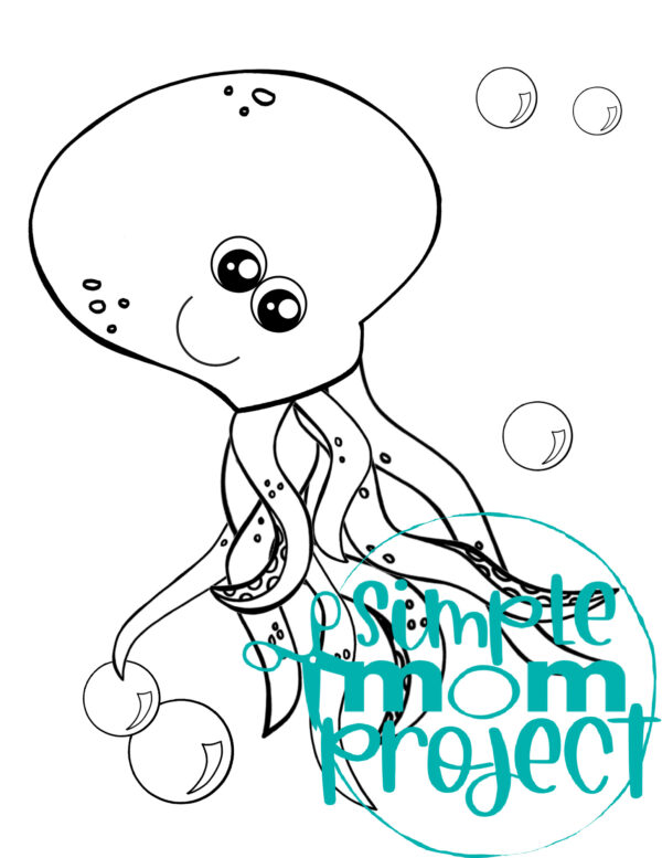 Printable Ocean Animal Template Coloring Book for kids, preschoolers and toddlers octopus template