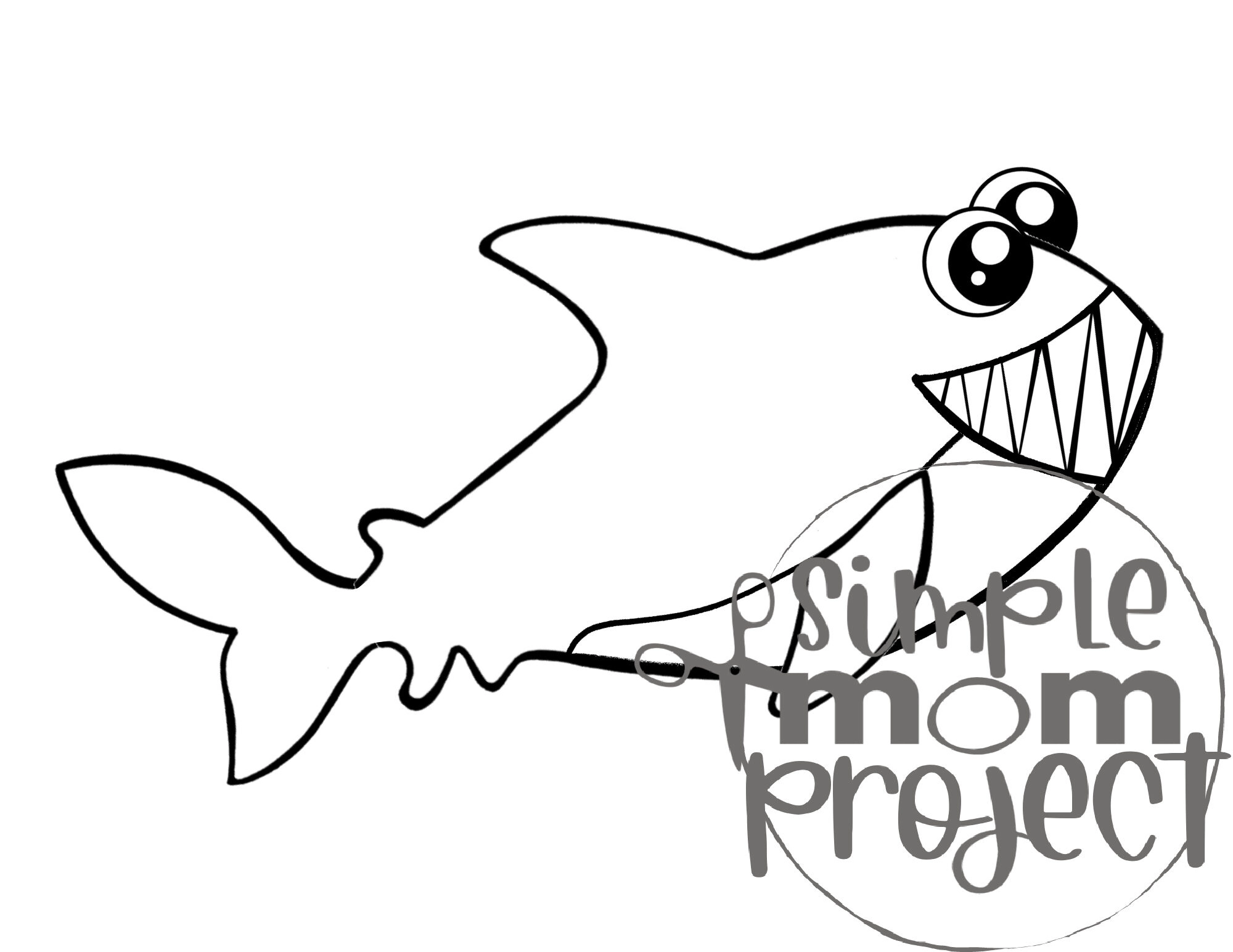 Printable Ocean Animal Template Coloring Book for kids, preschoolers and toddlers shark template