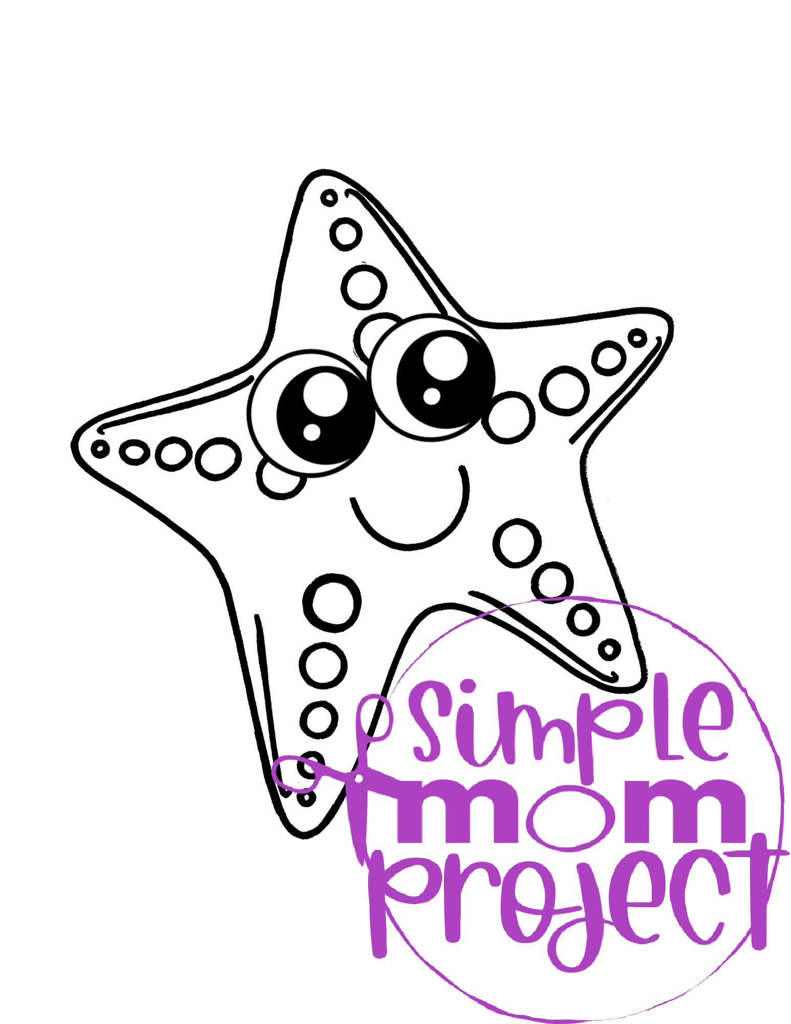 Printable Ocean Animal Template Coloring Book for kids, preschoolers and toddlers starfish template