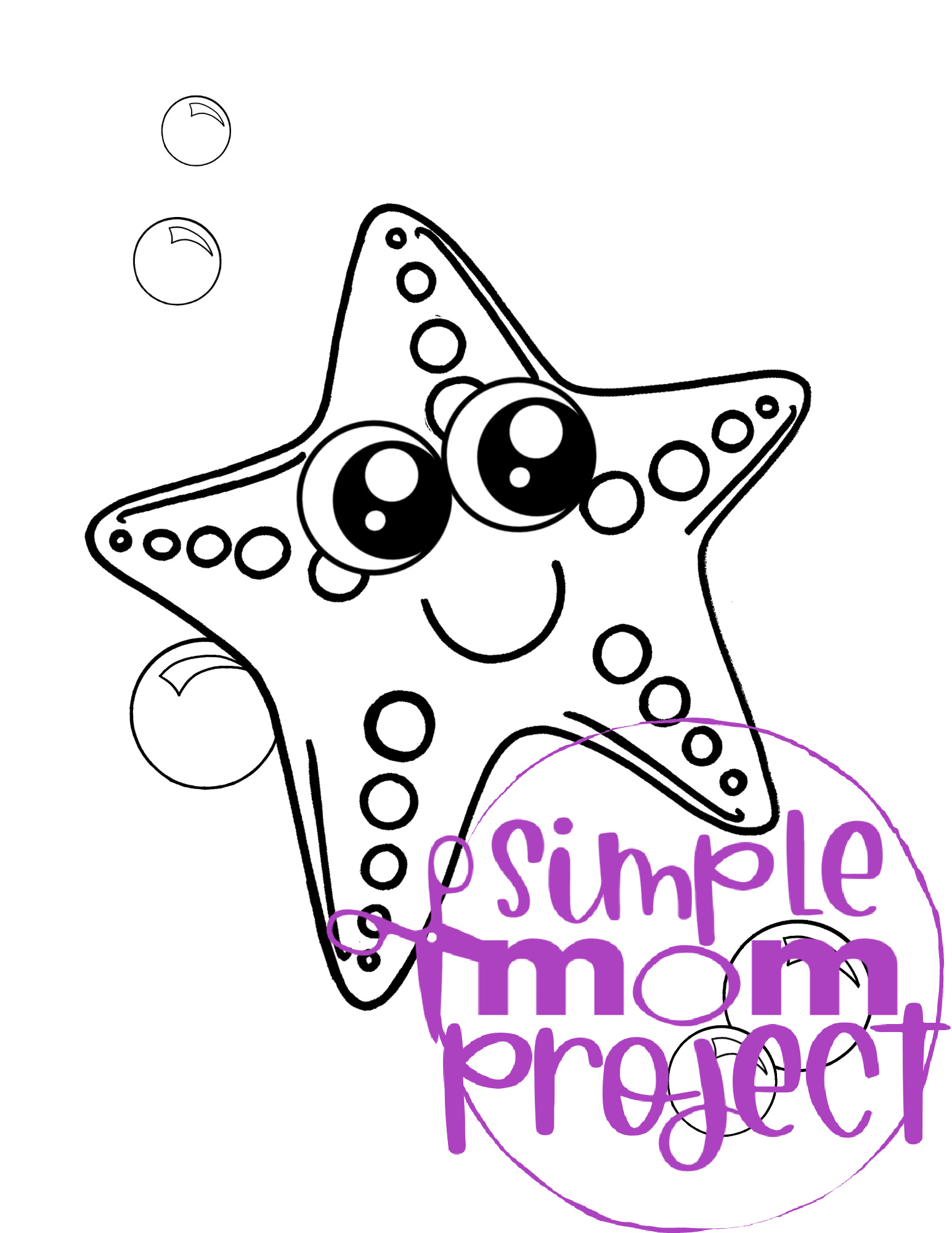 Printable Ocean Animal Template Coloring Book for kids, preschoolers and toddlers starfish template