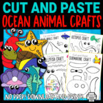 Black and White Ocean Animal Cut and Paste Craft Templates - Simple Mom ...