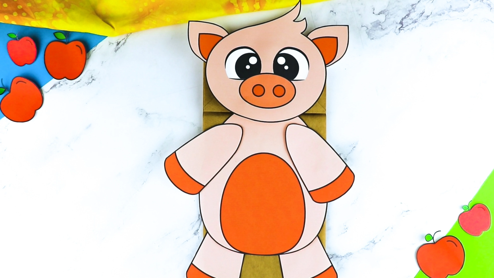 Printable Pig Paper Bag Puppet Craft for Kids Preschoolers Toddlers and Kindergartners 1