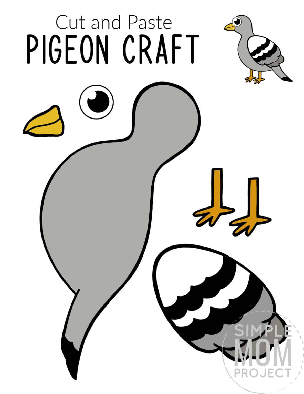 15 Full Colored Bird Cut and Paste Craft Printable Templates – Simple ...