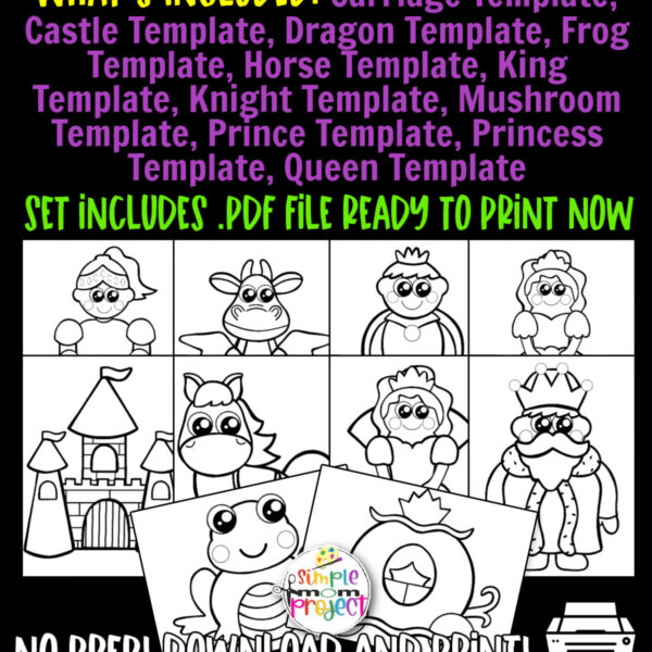 Are you looking for some fun, easy and easy storybook character coloring pages for your kids? This collection includes our most popular printable fantasy character template which are perfect for preschool art projects or home school craft classes. From a princess, carriage and horse to a dragon, prince and frog - there’s a storybook character printable your kids will love. Simply print the Storybook Character Templates, grab some of your favorite coloring supplies and get to coloring!