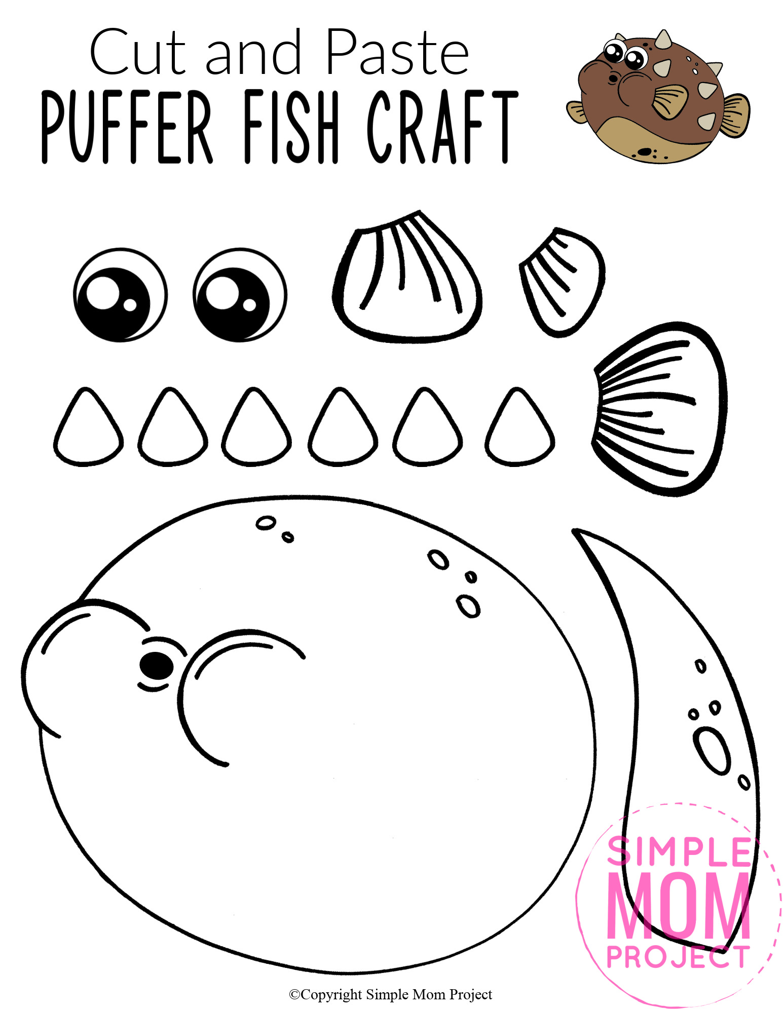 Printable Puffer Fish Ocean Animal Craft for Kids, preschoolers and toddlers puffer fish template 4