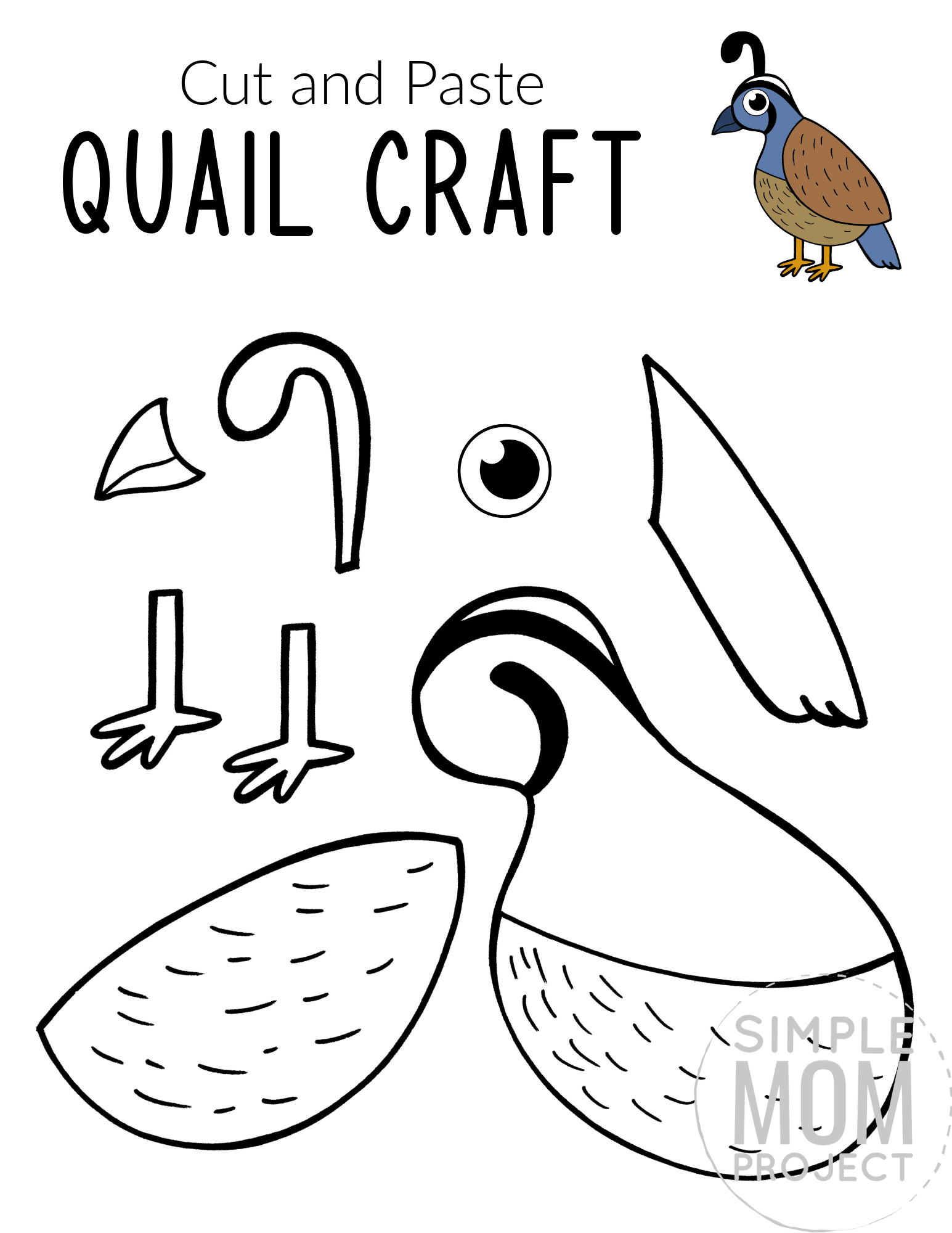 Printable Quail Craft for Kids, preschoolers toddlers and kindergartners 1