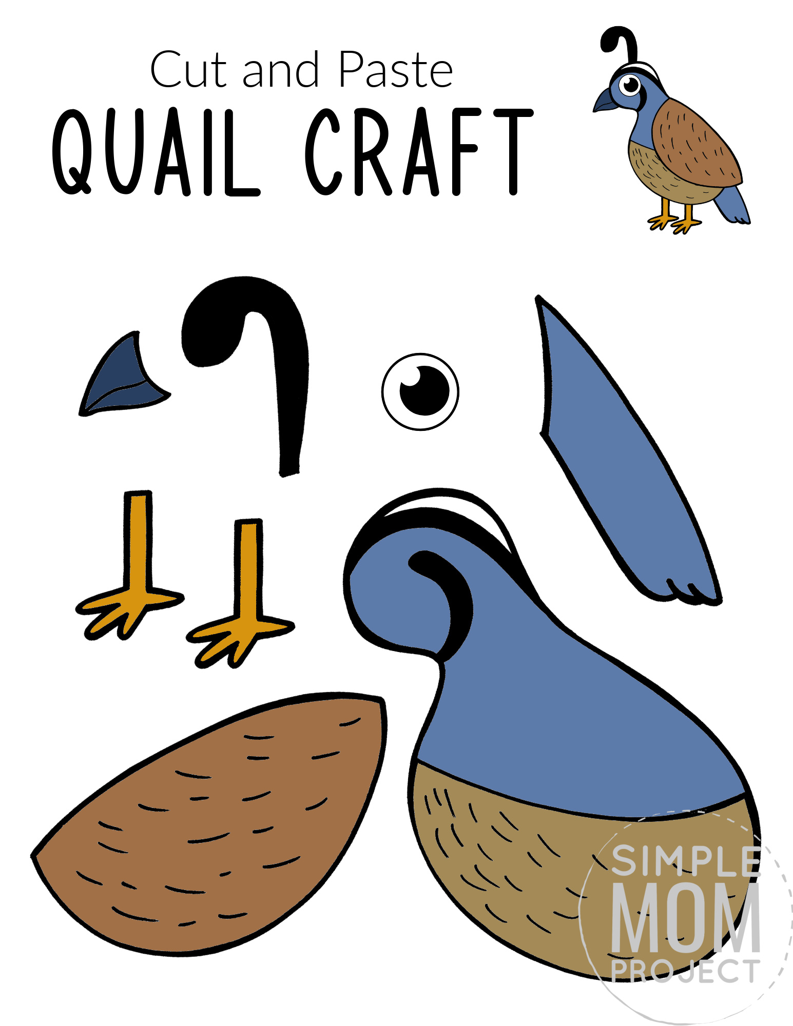 Printable Quail Craft for Kids, preschoolers toddlers and kindergartners 1