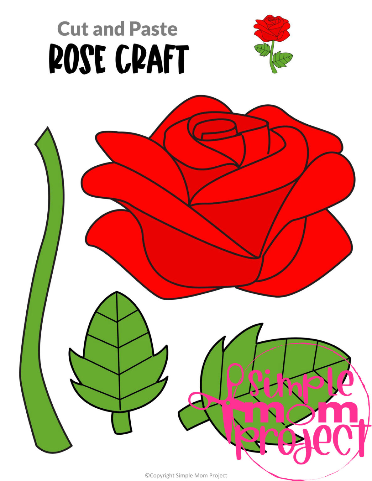 Flower Cut and Paste Craft Templates Simple Mom Project Store