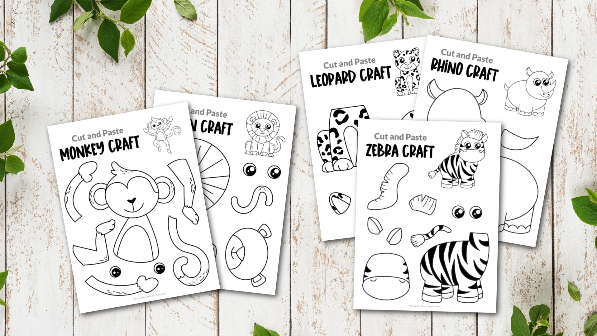 Printable Safari Jungle Animal Crafts for Kids preschoolers kindergartners and toddlers 2