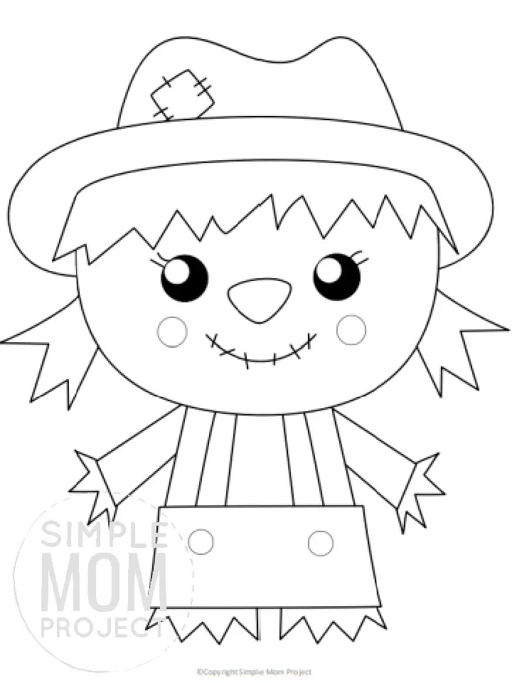 Printable Scarecrow Girl Template for toddlers, preschoolers, kindergarteners and elementary kids