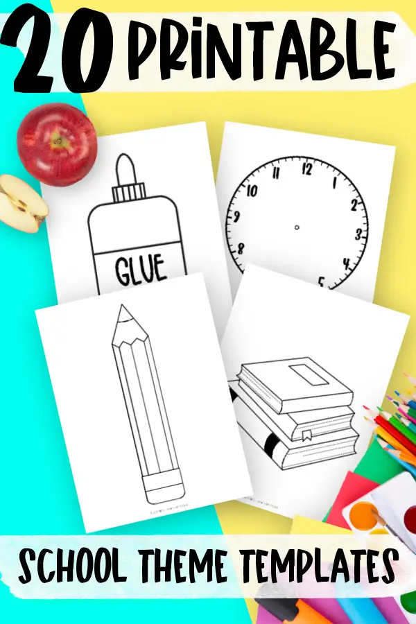 Printable School Suppy and Back to School Themed templates for elementary school teachers, students preschoolers and toddlers 1