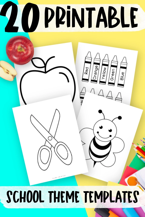 Printable School Suppy and Back to School Themed templates for elementary school teachers, students preschoolers and toddlers 1