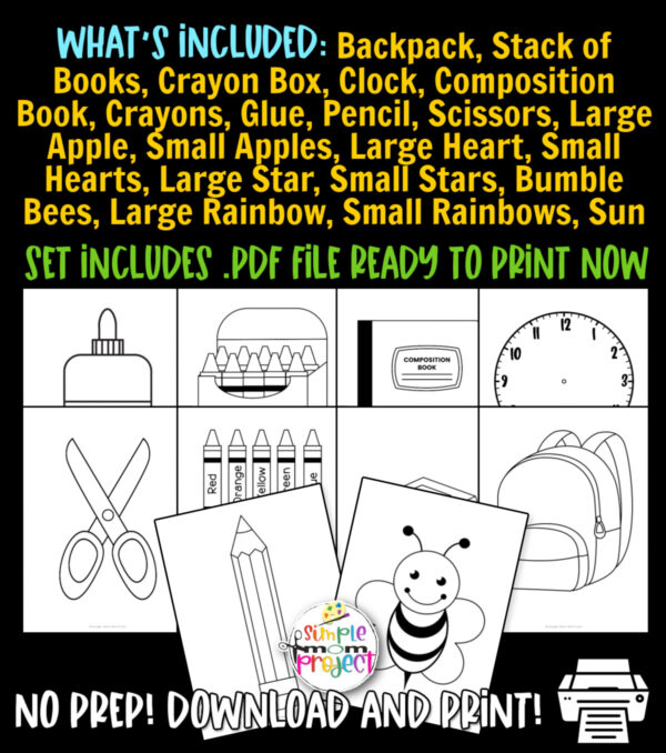 Grab these easy, printable back to school Themed cut out templates for classroom decor, back to school crafts and elementary school teachers, students preschoolers and toddlers. Turn them into a fun banner or spring activity for your kids. From a simple pencil to a classic backpack template, these templates will give you so many creative ways to enjoy the season. Easily click and download your set of our back to school templates today!