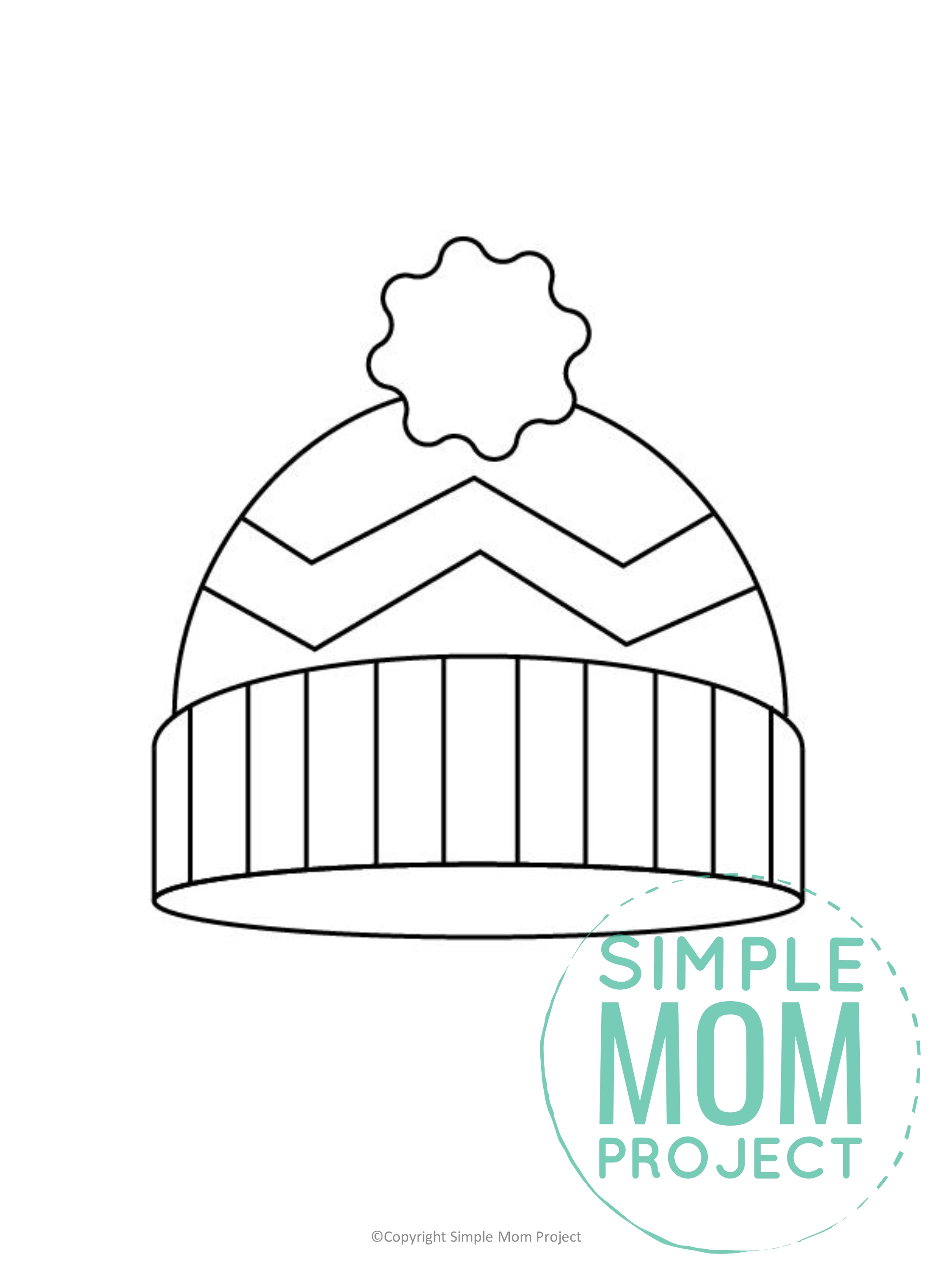 Printable Snow Hat Template for toddlers, preschoolers, kindergarteners and elementary kids