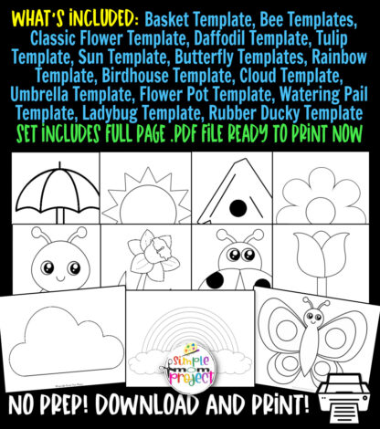 Grab these easy, printable spring Themed cut out templates for spring decor, spring crafts and elementary school teachers, students preschoolers and toddlers. Turn them into a fun banner or spring activity for your kids. From a simple butterfly to a classic flower template, these templates will give you so many creative ways to enjoy the season. Easily click and download your set of our springtime templates today!
