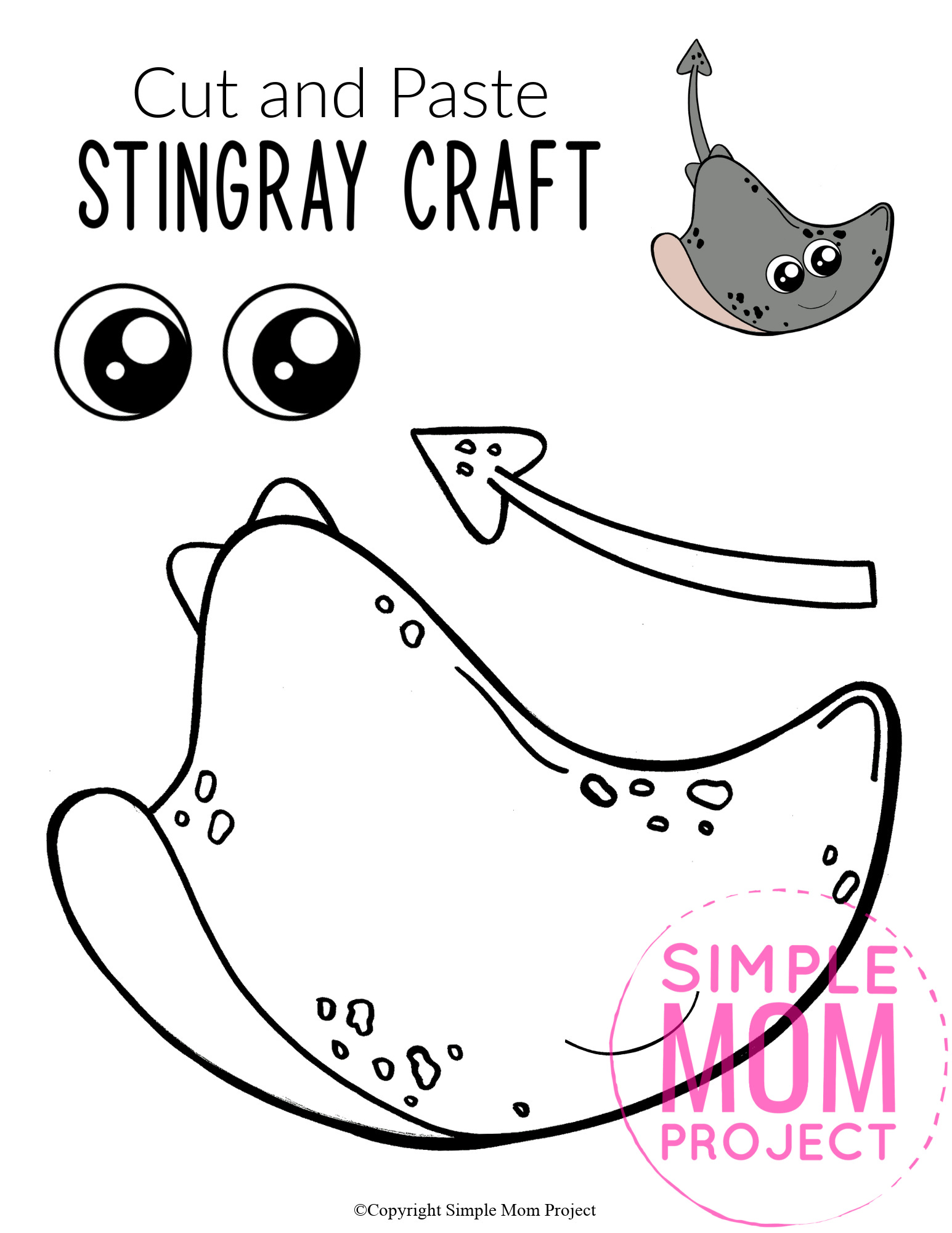 Printable Stingray Ocean Animal Craft for Kids, preschoolers and toddlers stingray template 4