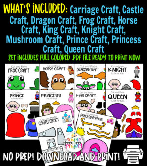 Looking for the best storybook character crafts for your kids? These easy, full colored character crafts have fun cut and paste templates to keep toddlers, preschoolers or even big kids amused for hours. Including our popular princess, horse, castle carriage and many more these are sure to be a big hit with your kids for fun craft activities or even homeschooling lessons. Click here to grab these awesome full colored storybook character craft templates today.