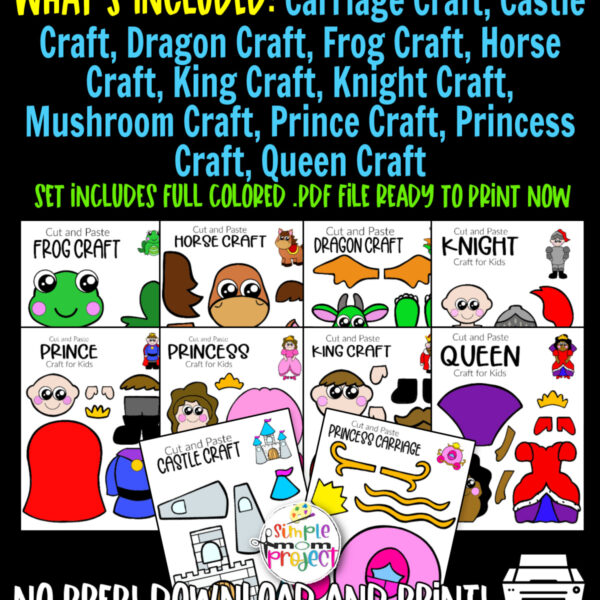 Looking for the best storybook character crafts for your kids? These easy, full colored character crafts have fun cut and paste templates to keep toddlers, preschoolers or even big kids amused for hours. Including our popular princess, horse, castle carriage and many more these are sure to be a big hit with your kids for fun craft activities or even homeschooling lessons. Click here to grab these awesome full colored storybook character craft templates today.