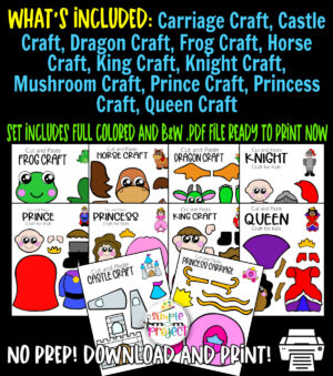 Looking for the best storybook character crafts for your kids? These easy, full colored and blank character crafts have fun cut and paste templates to keep toddlers, preschoolers or even big kids amused for hours. Including our popular princess, horse, castle carriage and many more these are sure to be a big hit with your kids for fun craft activities or even homeschooling lessons. Click here to grab these awesome full colored and blank storybook character craft templates today.