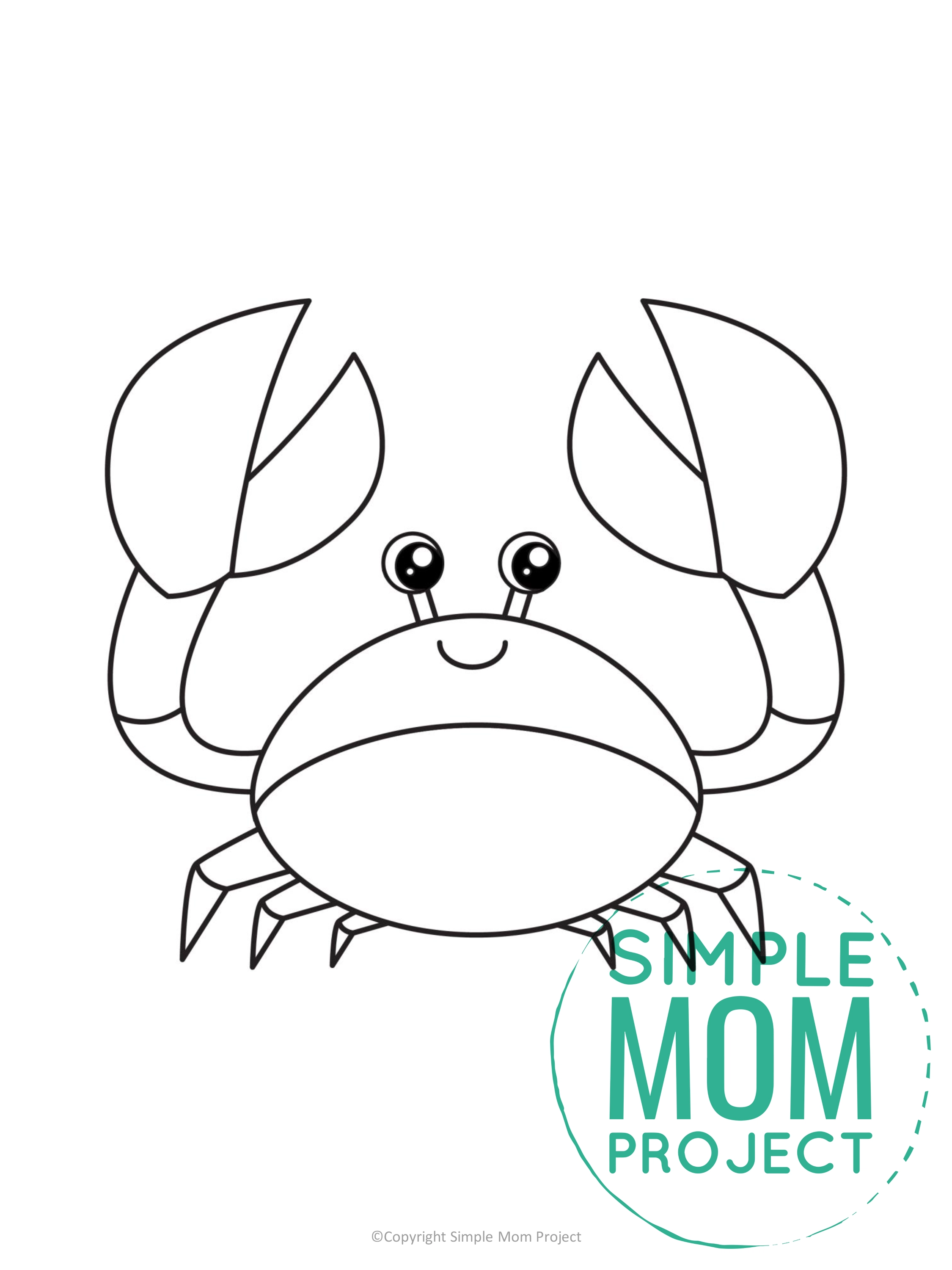 Printable Summer Beach crab Template for Kids, preschooler and toddler 2