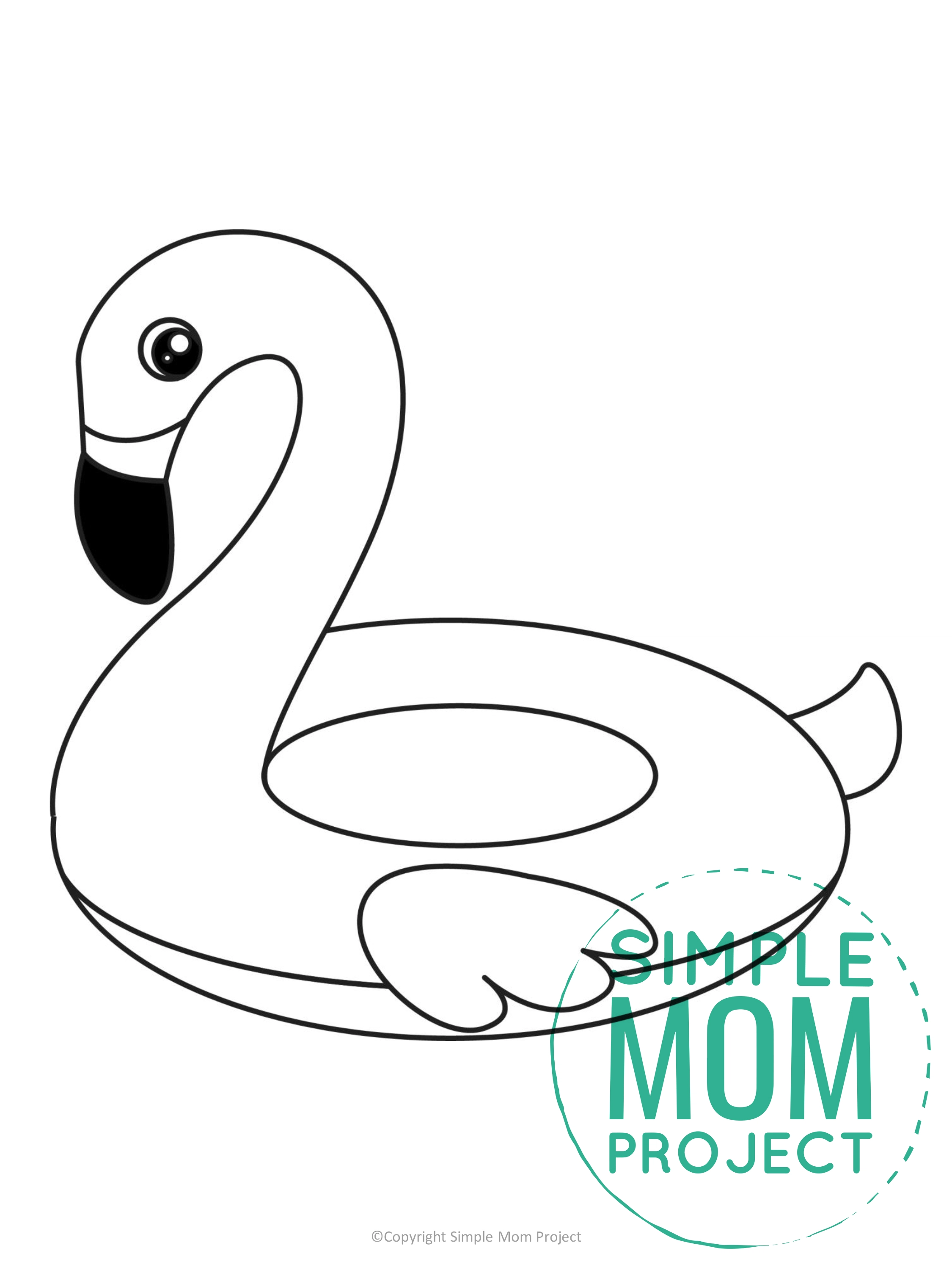 Printable Summer Beach flamingo floatie Template for Kids, preschooler and toddler 2