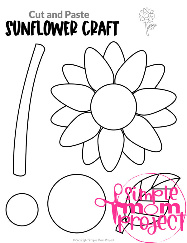 Printable Sunflower Flower Craft template for kids, Sunflower craft for toddlers and Sunflower craft for kindergartners 11 (2)