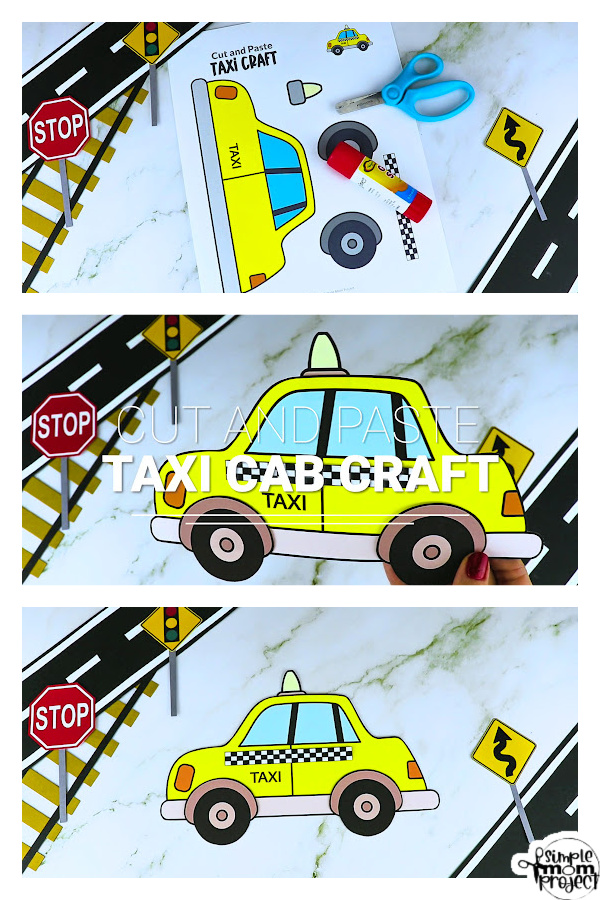 Printable Taxi Cab Craft Transportation Vehicle Template for Kids, Preschool, Toddlers, Kindergarten 14