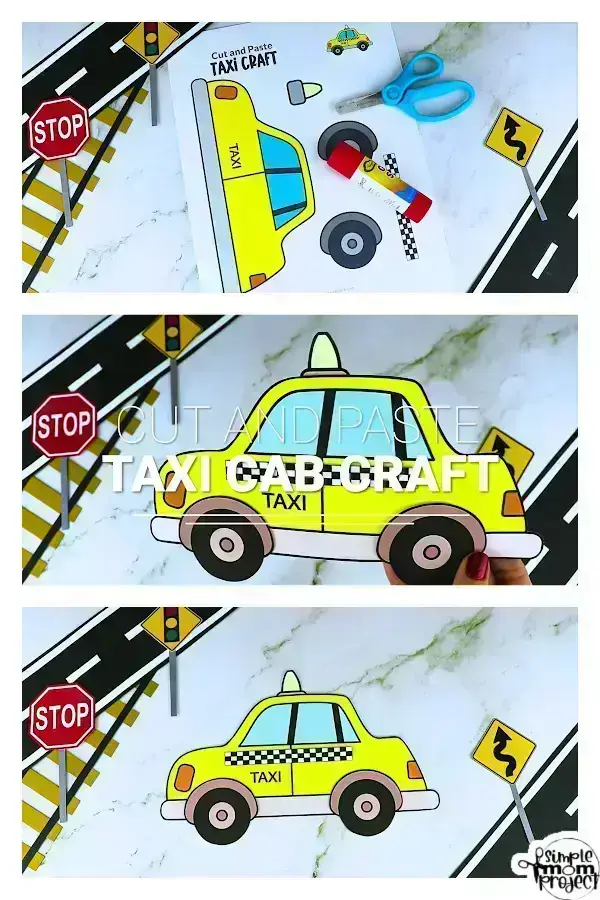 Printable Taxi Cab Craft Transportation Vehicle Template for Kids, Preschool, Toddlers, Kindergarten 14