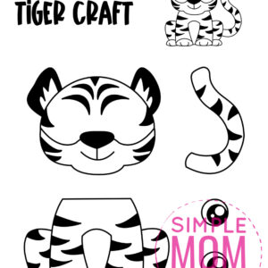 printable cut and paste safari and jungle craft for kids preschoolers toddlers kindergarten tiger