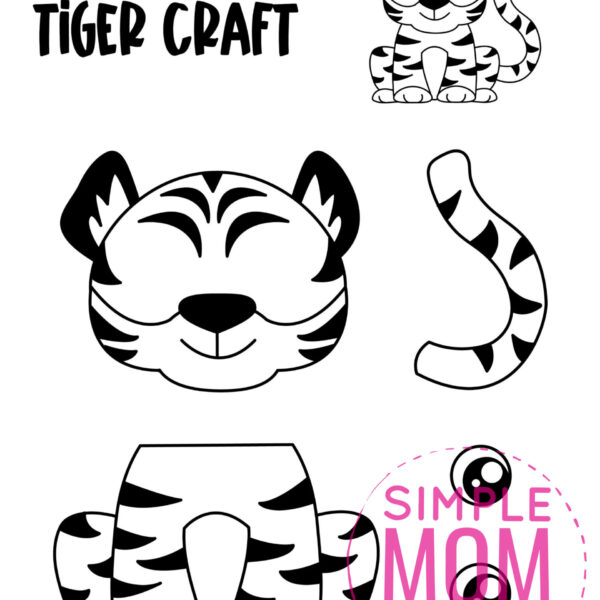 printable cut and paste safari and jungle craft for kids preschoolers toddlers kindergarten tiger