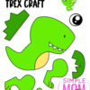 trex cut and paste craft for kids, preschoolers, toddlers