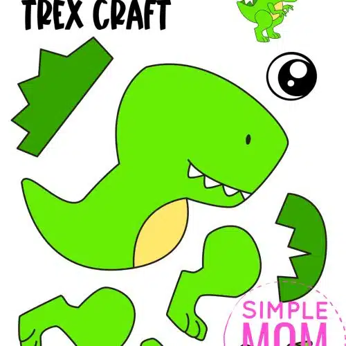 trex cut and paste craft for kids, preschoolers, toddlers