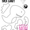 trex cut and paste craft for kids, preschoolers, toddlers