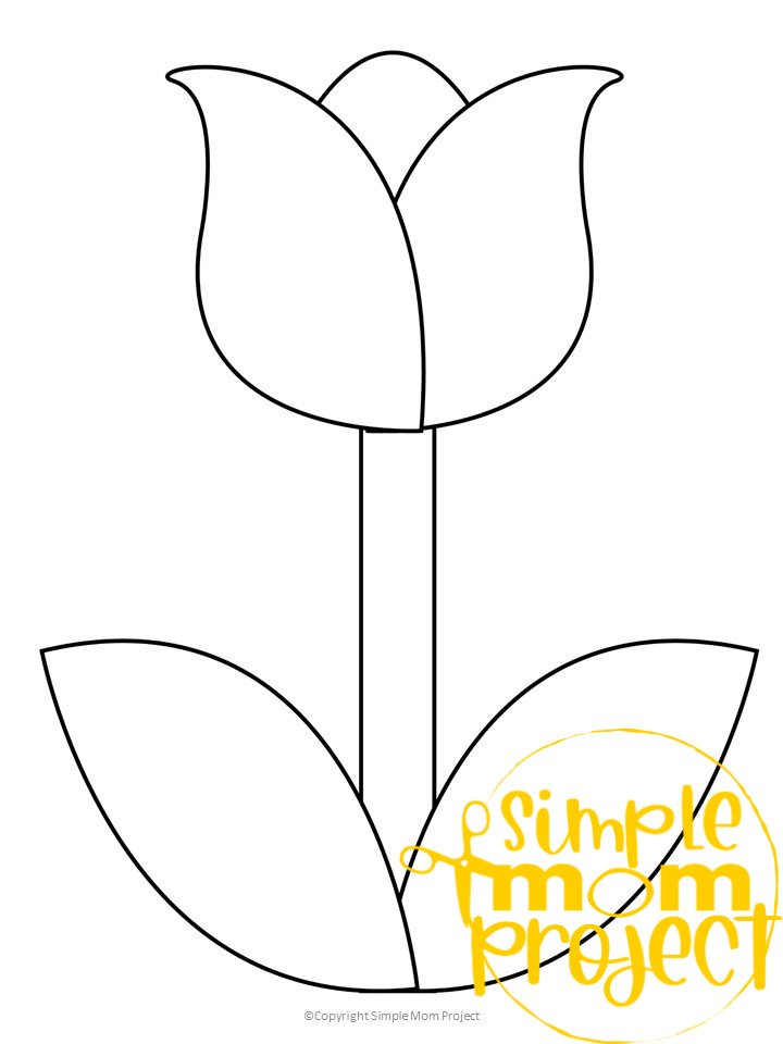 Printable Tulip Template Spring Template Crafts for Kids, preschoolers, toddlers and spring craft projects