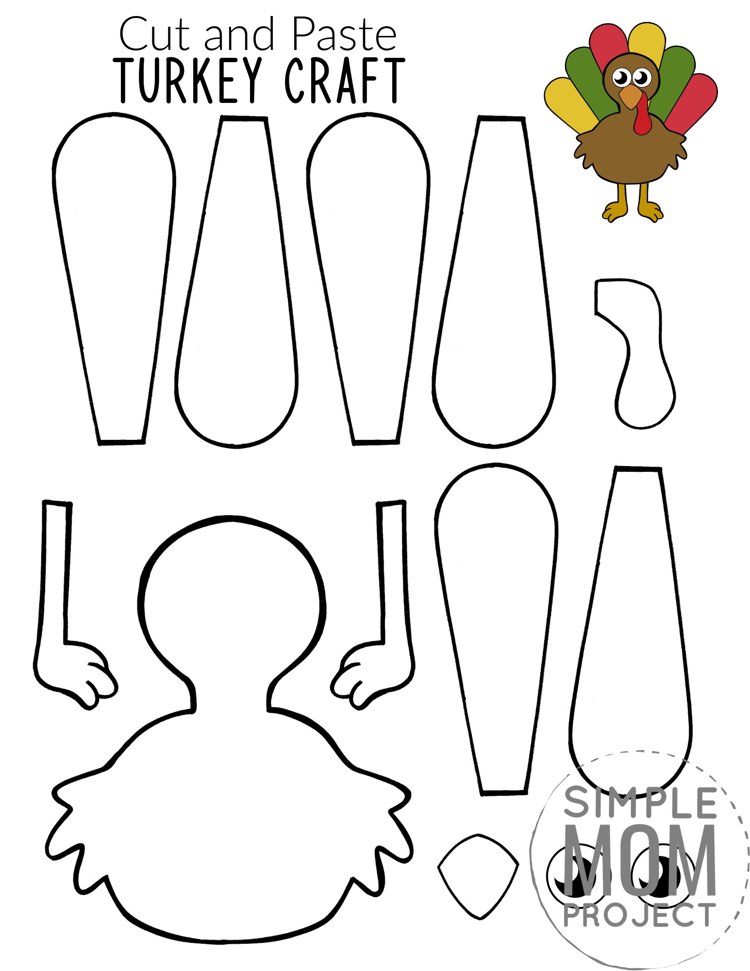 Printable Turkey Craft for Kids, preschoolers toddlers and kindergartners 4