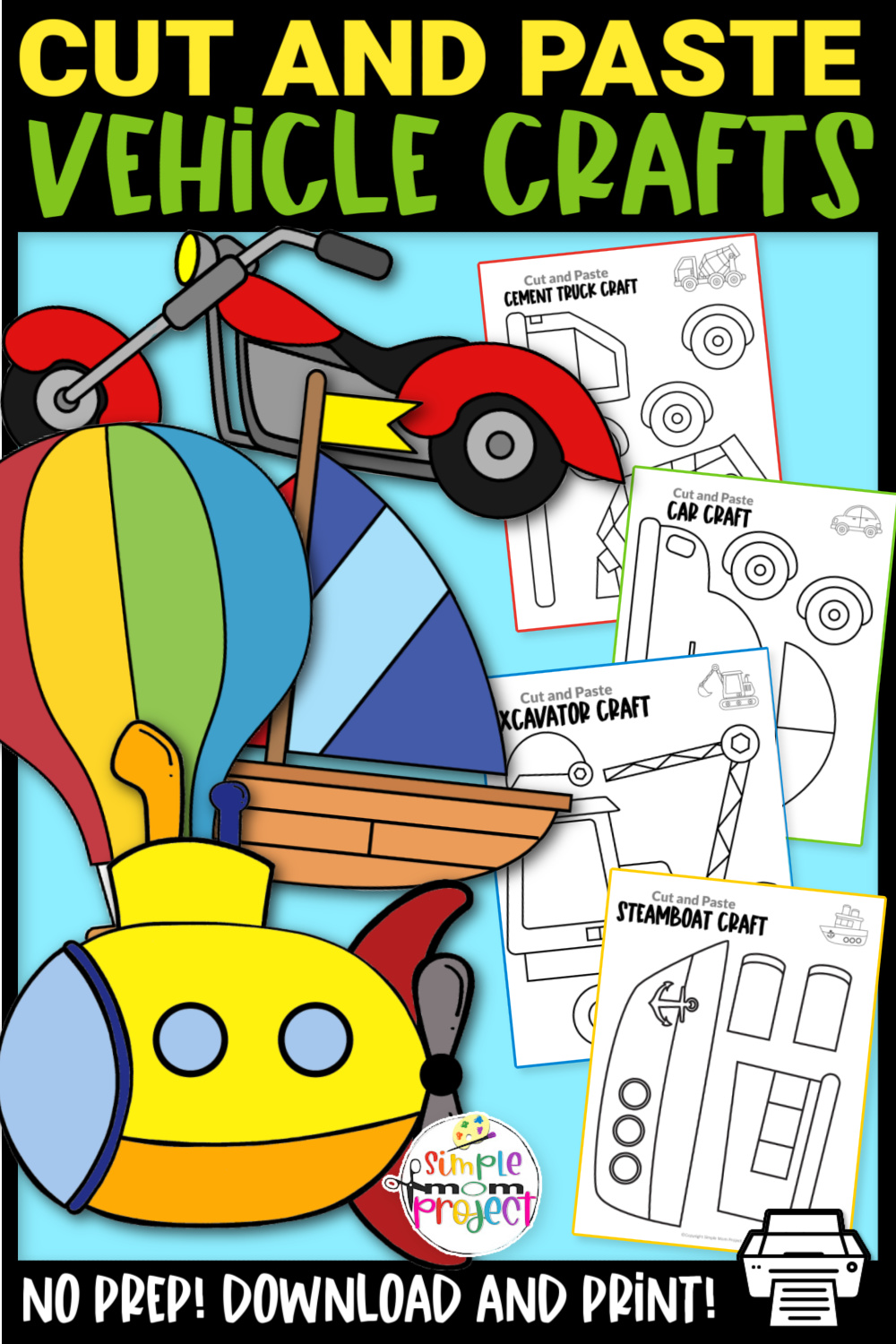 Printable Vehicle Transportation Car Crafts for Kids Preschool Toddler Kindergarten School Full Colored 2