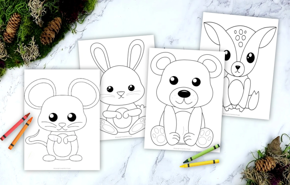 Printable Woodland Forest Animal Coloring Page Book for Kids Preschoolers Toddlers and kindergartners