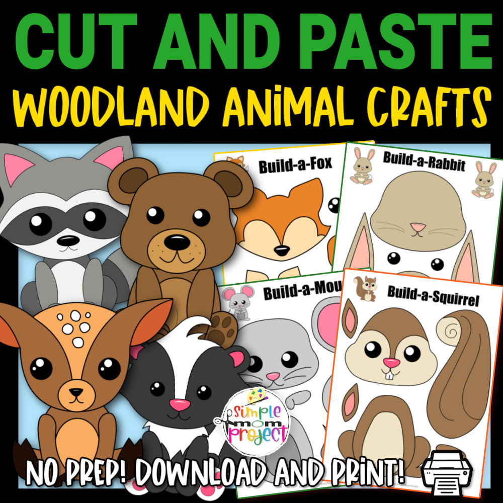 Full Colored Woodland Animal Cut and Paste Craft Templates Simple Mom