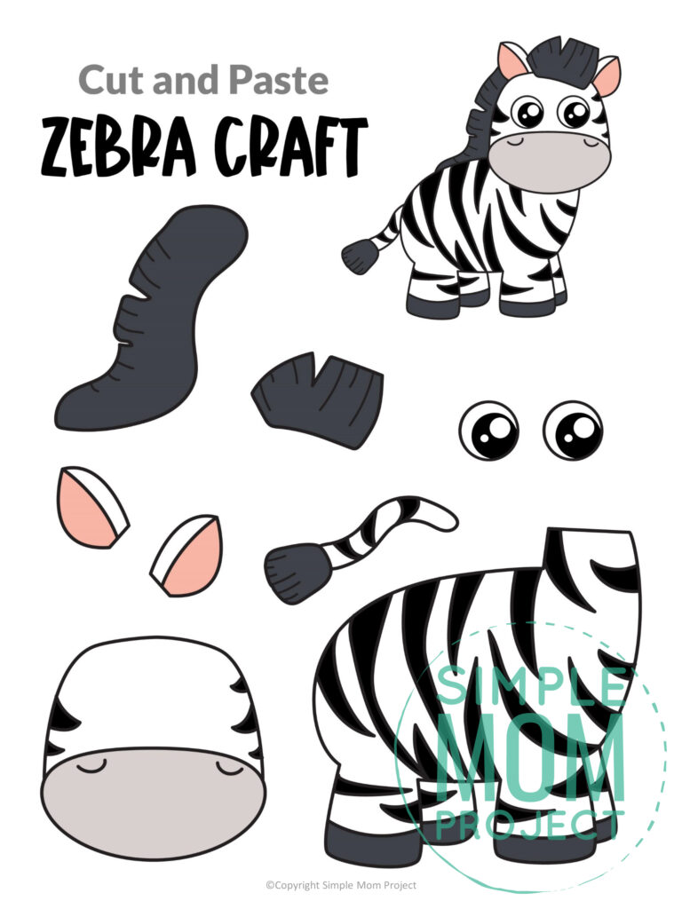 Full Colored Safari Animal Cut And Paste Craft Templates - Simple Mom 