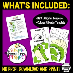 Are you searching for a fun craft activity to teach about the letter A? This easy peasy alligator paper sack puppet is the perfect preschool kids craft and your little ones will love making it! Grab your printable alligator template now!