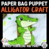 Are you searching for a fun craft activity to teach about the letter A? This easy peasy alligator paper sack puppet is the perfect preschool kids craft and your little ones will love making it! Grab your printable alligator template now!