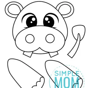 Printable Zoo Animal Hippo Paper Bag Puppet Craft for Kids, preschoolers, toddlers and kindergartners 5