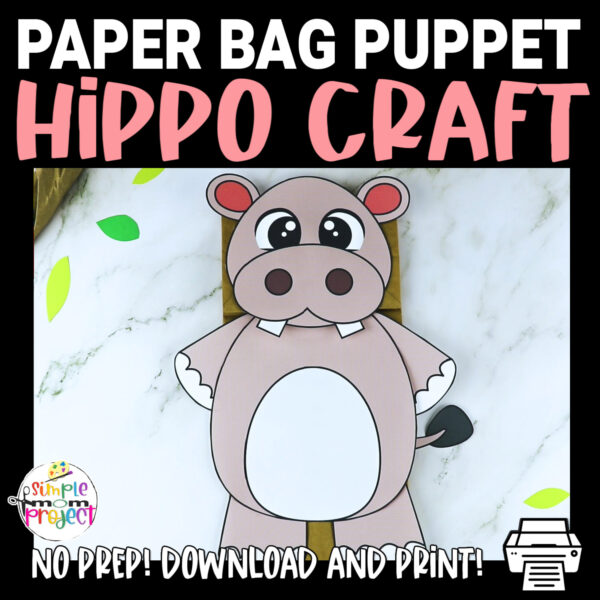 Are you searching for a fun craft activity to teach about the letter H? This easy peasy hippo paper bag puppet is the perfect preschool kids craft and your little ones will love making it! Grab your hippo template now!