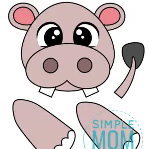 Printable Zoo Animal Hippo Paper Bag Puppet Craft for Kids, preschoolers, toddlers and kindergartners 5