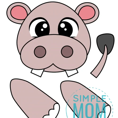 Printable Zoo Animal Hippo Paper Bag Puppet Craft for Kids, preschoolers, toddlers and kindergartners 5