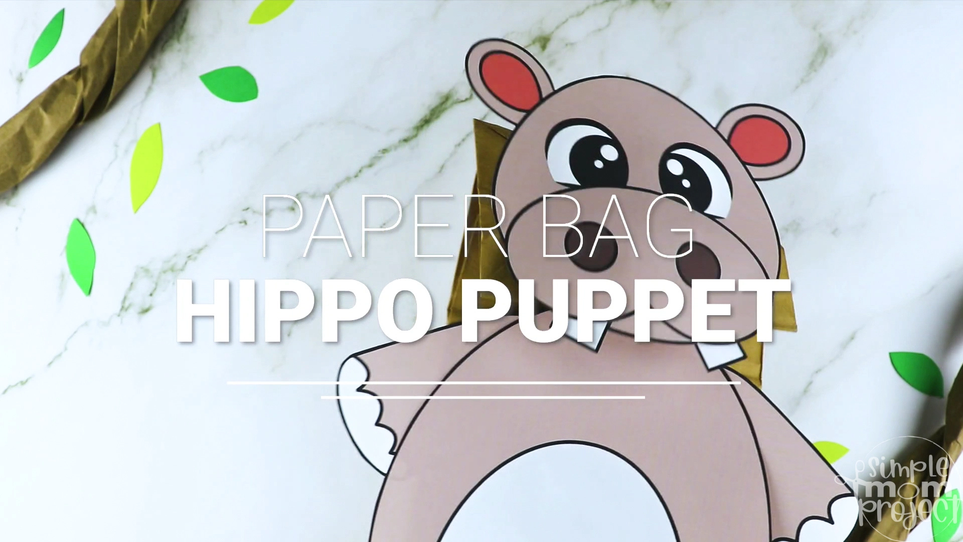 Printable Zoo Animal Hippo Paper Bag Puppet Craft for Kids, preschoolers, toddlers and kindergartners 5